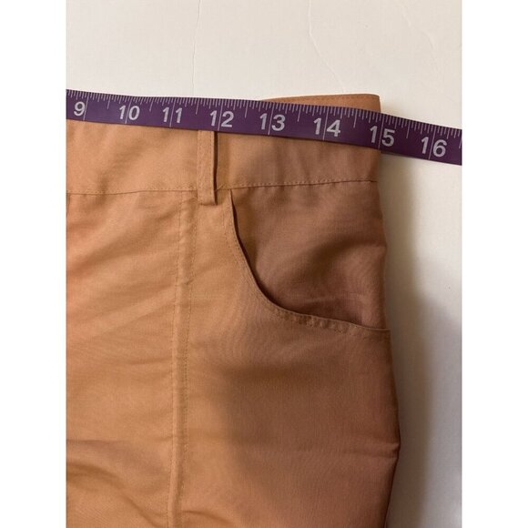 Collina Strada Brown Golden Ruched Cropped Contemporary Pants Sz 30 Inches - Picture 5 of 7